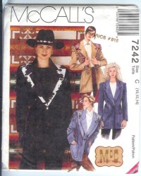 7242 MCCALLS MCC WESTERN 1 BUTTON JACKET, FRINGE SHAWL PATTERN 8-12, 16-20